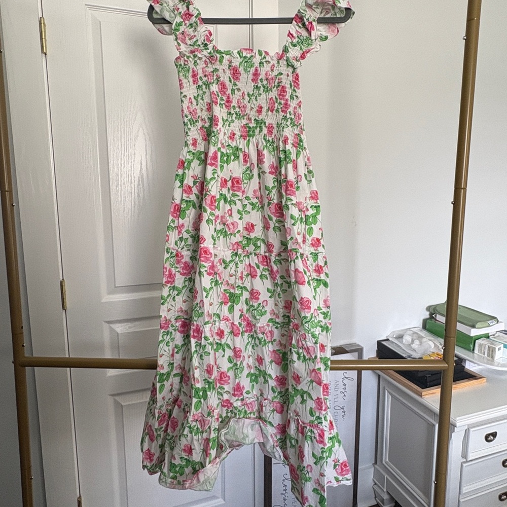 Pink Floral Ruffle Dress